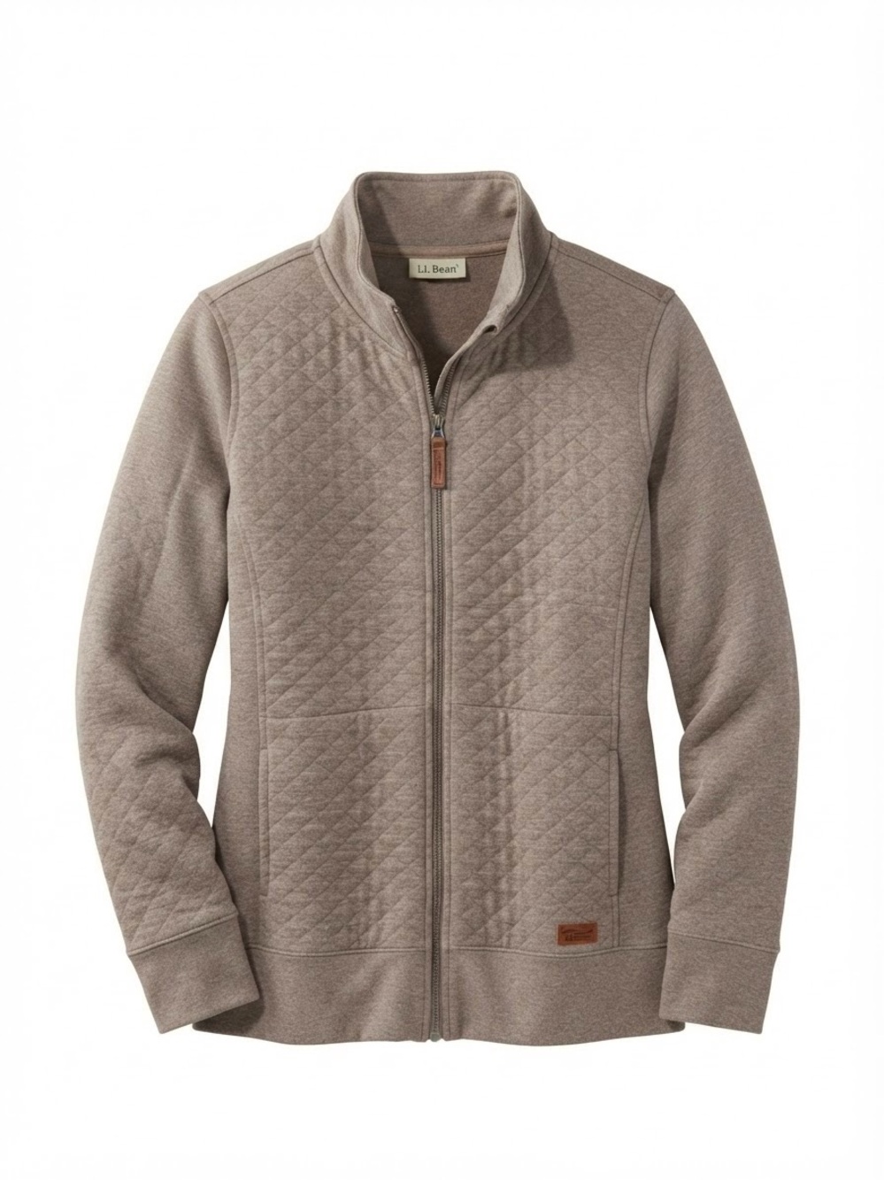 L.L. Bean Women's Quilted Zip-Front Jacket in Taupe